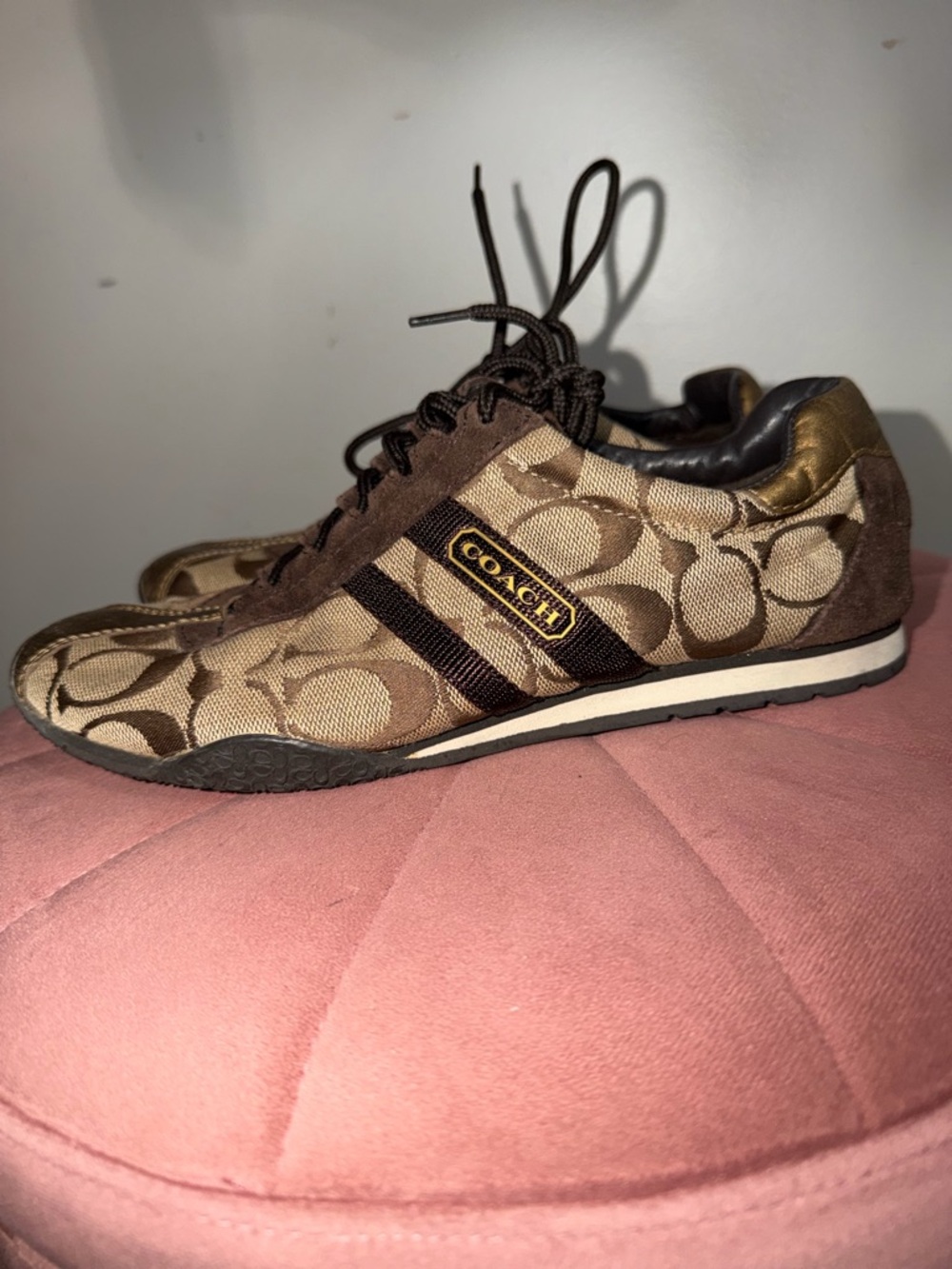 Coach Brown and Tan Kate Signature Sneakers